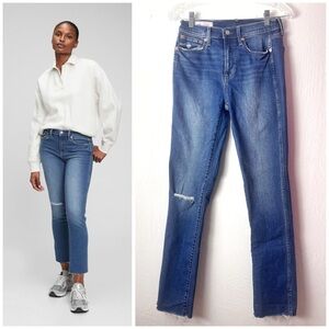 GAP Vintage Mid Rise Slim Leg Jeans Ripped Destroyed Raw Hem Dark Wash 27 Tall 4